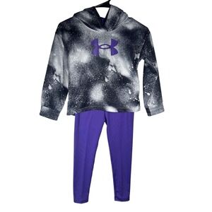 Under Armour Girls 2-Piece Hoodie & Leggings Set Size 6 Purple & Black NWT